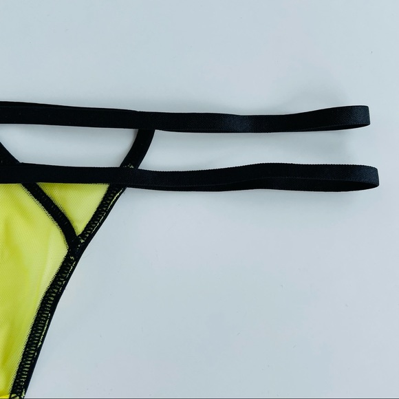 Yellow Mesh G-String with Black Detailing - Picture 11 of 16